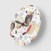 Texture funny owl ronde klok (Hoek)