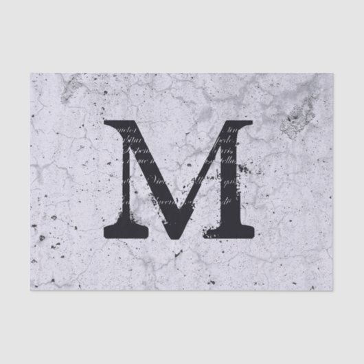Texture Grey Farmhouse Rustic  Monogram Tissuepapier (Voorkant)