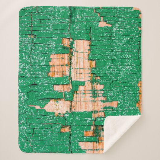 Texture of old wooden fence with shabby paint. Gre Sherpa Deken (Voorkant)