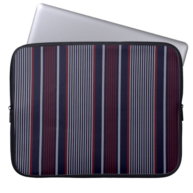 Texture stripe seamless pattern with navy blue, r laptop sleeve (Voorkant)