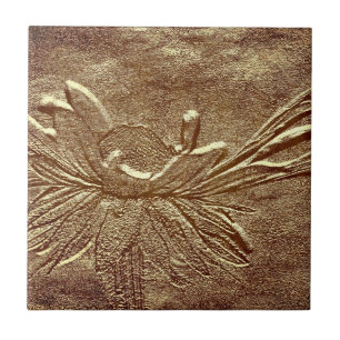 Textured Aged Daisy Floral Art Tile Tegeltje