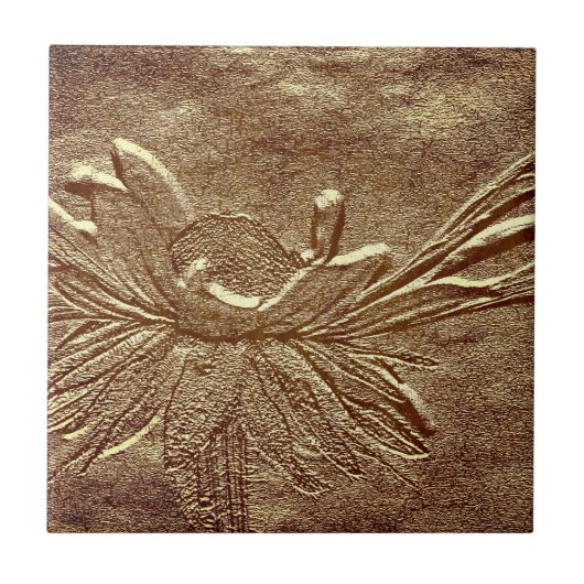 Textured Aged Daisy Floral Art Tile Tegeltje (Voorkant)