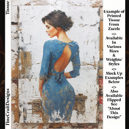 Textured Art, Elegant Lady in Blue EL4L Decoupage Tissuepapier