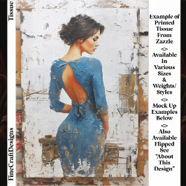 Textured Art, Elegant Lady in Blue EL4R Decoupage Tissuepapier