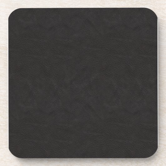 Textured Black Leather 2 Bier Onderzetter (Voorkant)