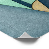 Textured Blauwgroen Goud Geometrische Abstracte Ku Poster (Hoek)