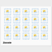 Textured Blue Clouds & Sun Baby shower Hartelijk d Vierkante Sticker (Vel)