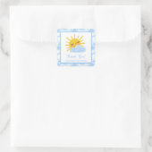 Textured Blue Clouds & Sun Baby shower Hartelijk d Vierkante Sticker (Tas)