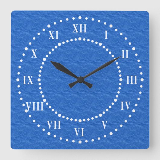 Textured Blue look Roman Numers Wall Clock Vierkante Klok (Voorkant)