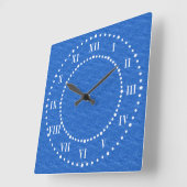 Textured Blue look Roman Numers Wall Clock Vierkante Klok (Hoek)