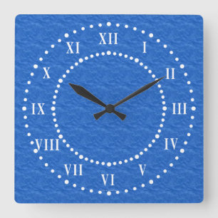 Textured Blue look Roman Numers Wall Clock Vierkante Klok