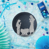 Textured Blue Natitivity Papieren Bordje (Feest)