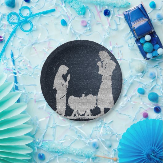 Textured Blue Natitivity Papieren Bordje (Feest)