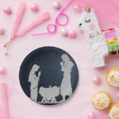 Textured Blue Natitivity Papieren Bordje (Feest)