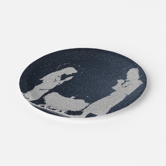 Textured Blue Natitivity Papieren Bordje (Gekanteld)