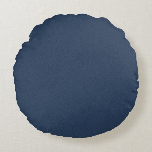 Textured Blue Round Cushion 16 Inch Rustic Vibes Rond Kussen (Voorkant)