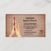 Textured Brown Praying Hands Three Cross Church Visitekaartje (Voorkant)
