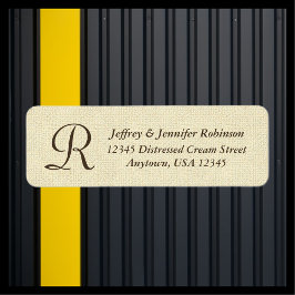 Textured Cream Naam en adreslabel Monogram Etiket