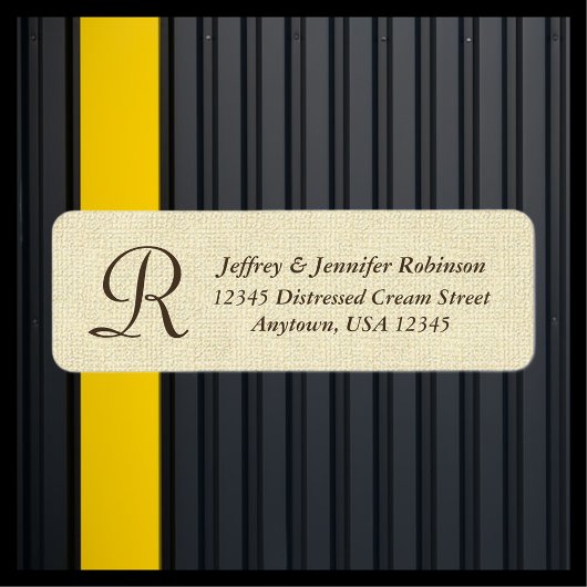 Textured Cream Naam en adreslabel Monogram Etiket