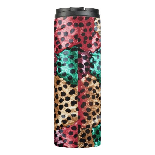 Textured Diagonal Animal Print Swirl Thermosbeker (Achterkant)