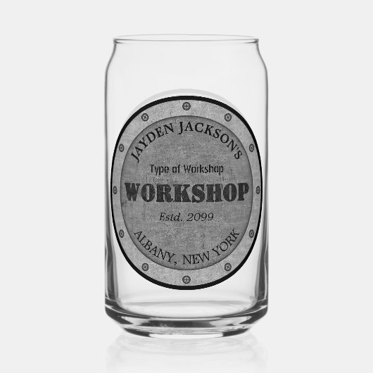 Textured Effect Shop Workshop loods Man grotbier Blikvorm Glas (Voorkant)