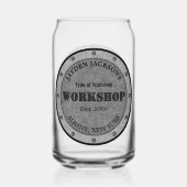 Textured Effect Shop Workshop loods Man grotbier Blikvorm Glas (Achterkant)
