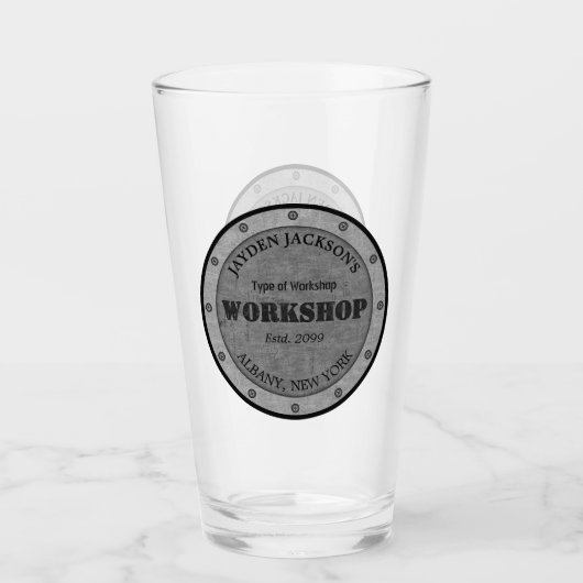 Textured Effect Shop Workshop Shed Man Cave Pint Glas (Voorkant)