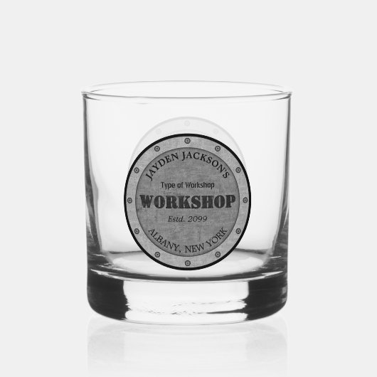 Textured Effect Shop Workshop Shed Man Cave Rocks Whisky Glas (Voorkant)