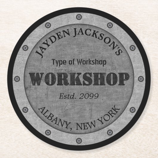 Textured Effect Shop Workshop Shed Man Cave Ronde Kartonnen Onderzetter (Voorkant)