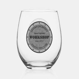Textured Effect Shop Workshop Shed Man Cave Wijnglas Zonder Voet