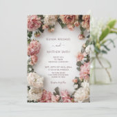 Textured Floral Wreath  Wedding Kaart (Staand voorkant)