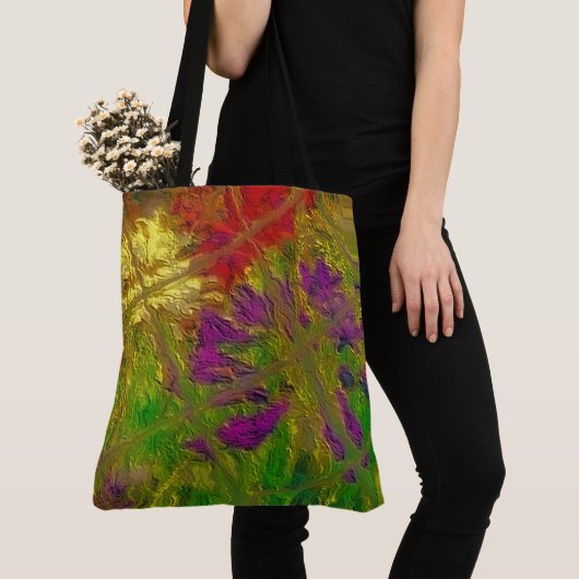 "Textured Florals" (groot) schoudertote Tote Bag (Dichtbij)
