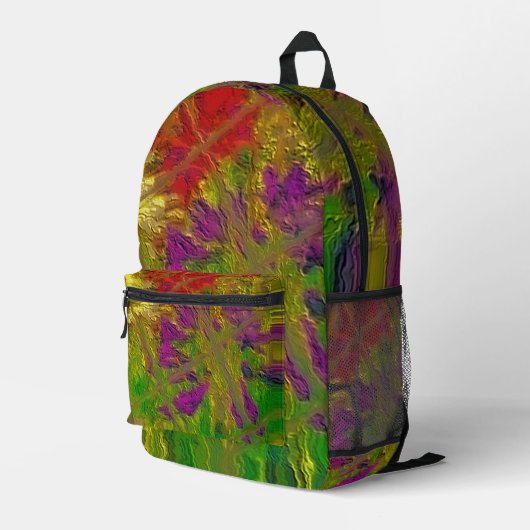 "Textured Florals" (Print Cut Sew Bag) Backpack Bedrukte Rugzak (Achterkant Hoek Rechts)