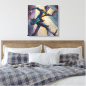 Textured Geometric Expressionist Man Dancing Canvas Afdruk (Insitu (Slaapkamer))
