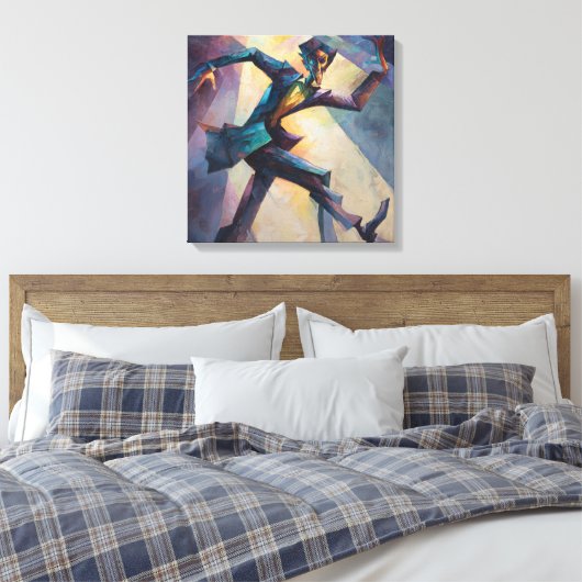 Textured Geometric Expressionist Man Dancing Canvas Afdruk (Insitu (Slaapkamer))
