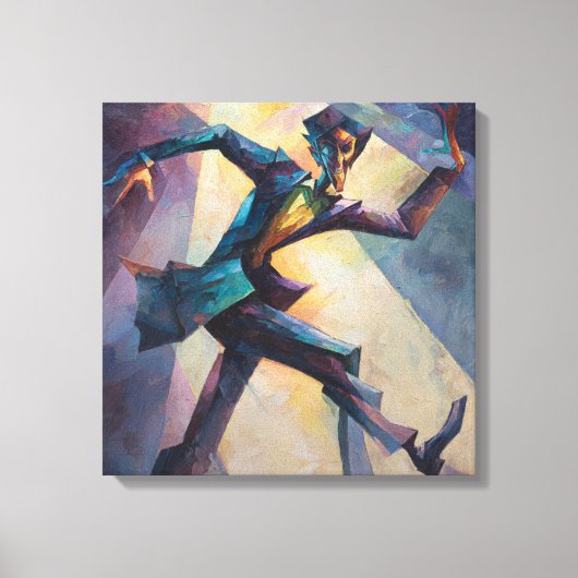 Textured Geometric Expressionist Man Dancing Canvas Afdruk (Voorkant)