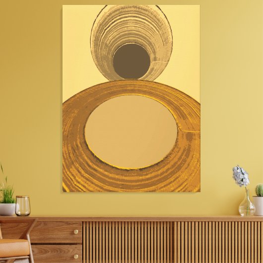 Textured Gold Abstract Geometric Contemporary Canvas Afdruk (Insitu (Woonkamer))