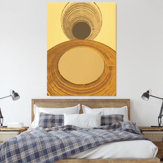 Textured Gold Abstract Geometric Contemporary Canvas Afdruk (Insitu (Slaapkamer))