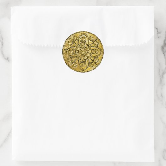 Textured Gold Filigree Ronde Sticker (Tas)