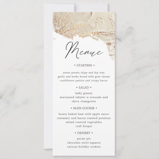 Textured Gold Wedding Dinner Menu Kaart (Voorkant)