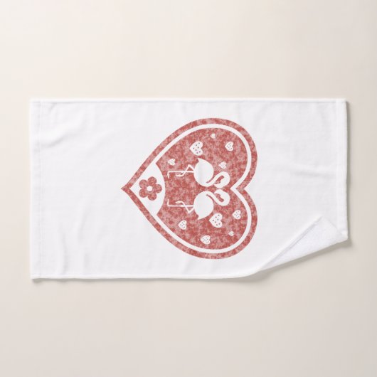 Textured Heart Flamingo Love Bad Handdoek (Handdoek)