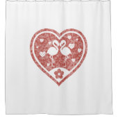 Textured Heart Flamingo Love Douchegordijn (Voorkant)