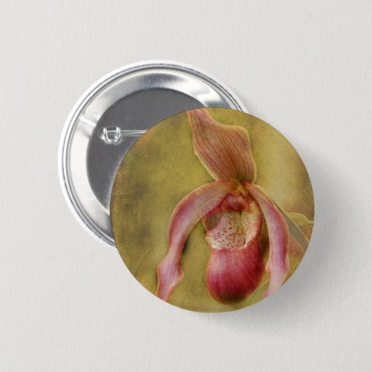 Textured Lady Slipper Orchid Ronde Button 5,7 Cm (Voorkant /achterkant)