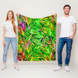 Textured Leaf Garden Art Fleece Deken