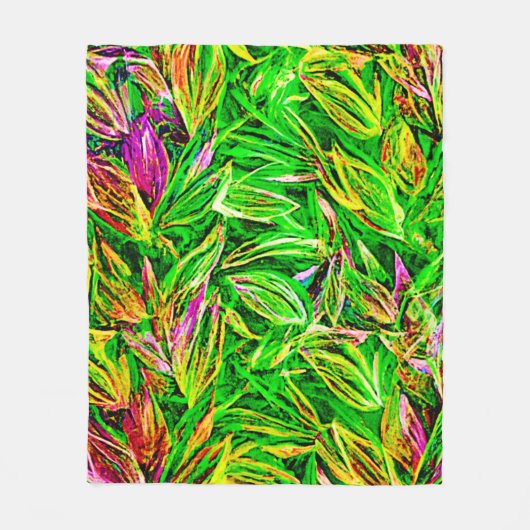 Textured Leaf Garden Art Fleece Deken (Voorkant)