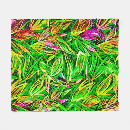 Textured Leaf Garden Art Fleece Deken (Voorkant (Horizontaal))