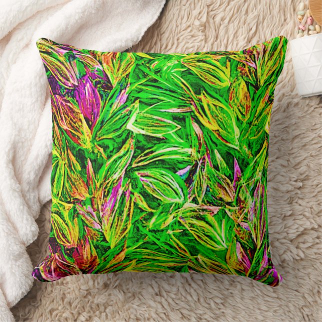 Textured Leaf Garden Art Kussen (Deken)