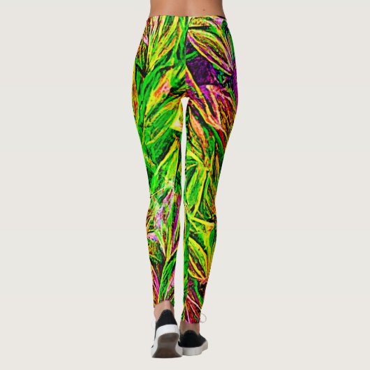 Textured Leaf Garden Art Leggings (Achterkant)