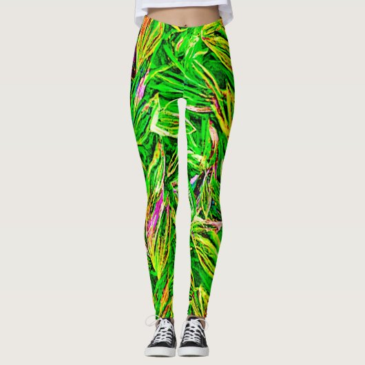 Textured Leaf Garden Art Leggings (Voorkant)