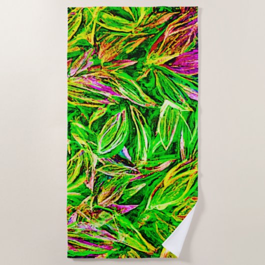 Textured Leaf Garden Art Strandlaken (Voorkant)